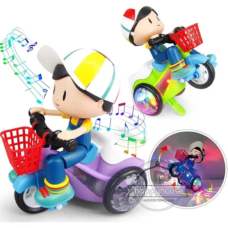 Baby Toddler Electric Tricycle - Cartoon Motorcycle with Music & Lights