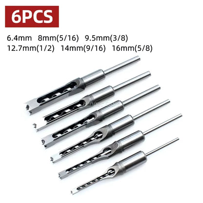 Woodworking Square Drill Bit Set Twist Drill Bits Hole Saw Mortising Chisel Drill Bit Tool Set Auger Extended Saw Core Drill Bit