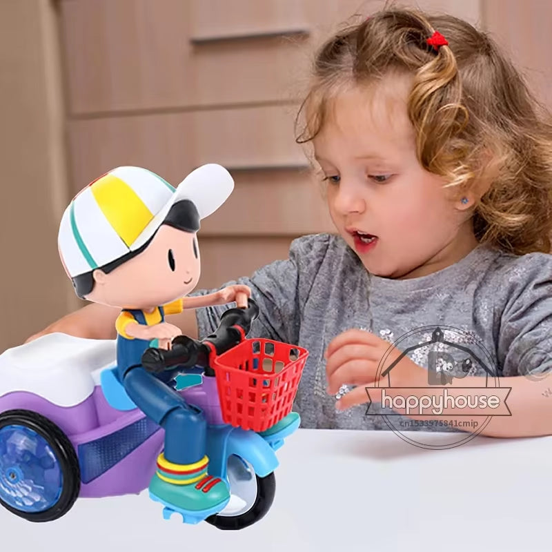 Baby Toddler Electric Tricycle - Cartoon Motorcycle with Music & Lights