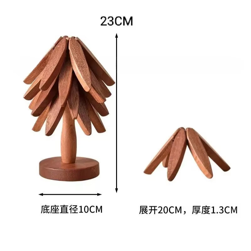 Tree Design Stand Wooden Trivets Decorative anti Scald Heat Resistant Table Mat Coaster Wood Placemats Pot