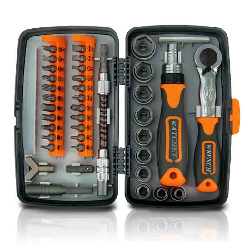 Professional Maintenance Tools for Motorcycles Bicycle Quick Maintain Hand Tool 38Pcs Ratchet Screwdriver Sleeve Set Portable