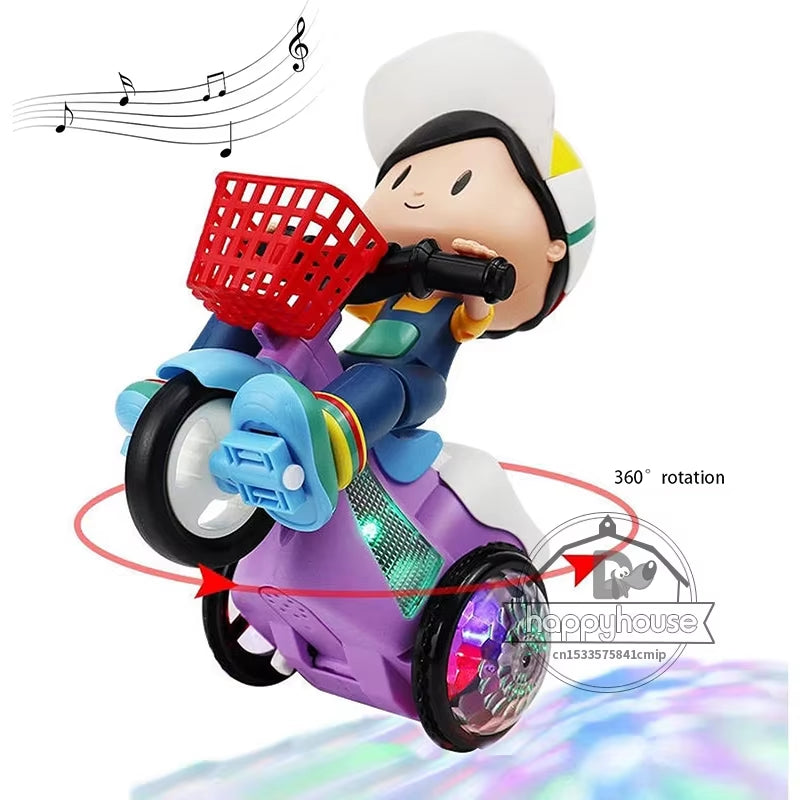 Baby Toddler Electric Tricycle - Cartoon Motorcycle with Music & Lights