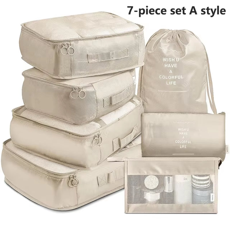  7-Piece Travel Organizer Set - Packing Cubes & Pouch