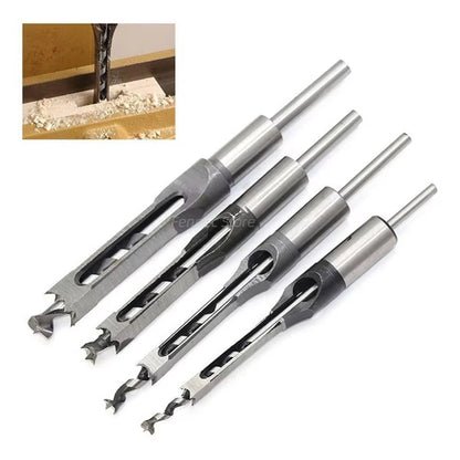 Woodworking Square Drill Bit Set Twist Drill Bits Hole Saw Mortising Chisel Drill Bit Tool Set Auger Extended Saw Core Drill Bit