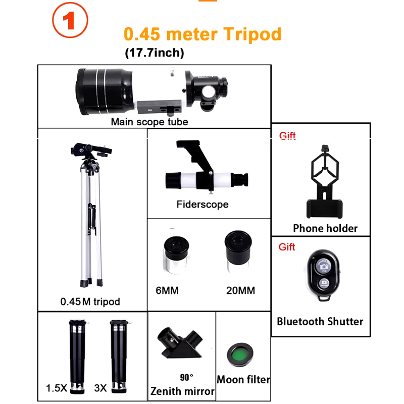 Professional Astronomical Telescope F30070 Monocular 150 Times Zoom HD Night Vision View Moon Star AZM70300 Stargazing