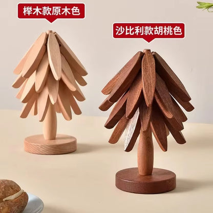 Tree Design Stand Wooden Trivets Decorative anti Scald Heat Resistant Table Mat Coaster Wood Placemats Pot