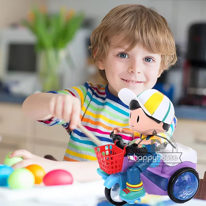 Baby Toddler Electric Tricycle - Cartoon Motorcycle with Music & Lights