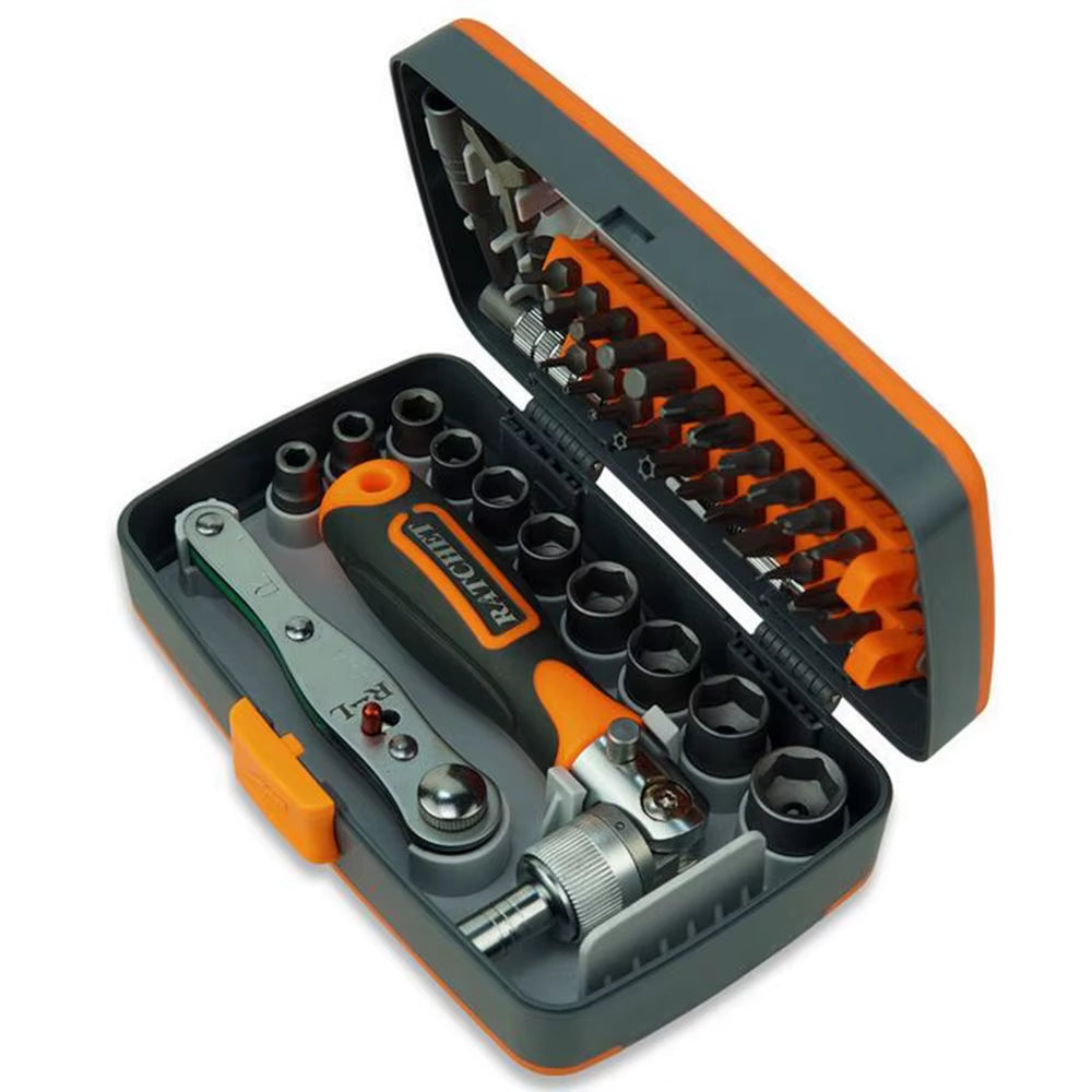 Professional Maintenance Tools for Motorcycles Bicycle Quick Maintain Hand Tool 38Pcs Ratchet Screwdriver Sleeve Set Portable