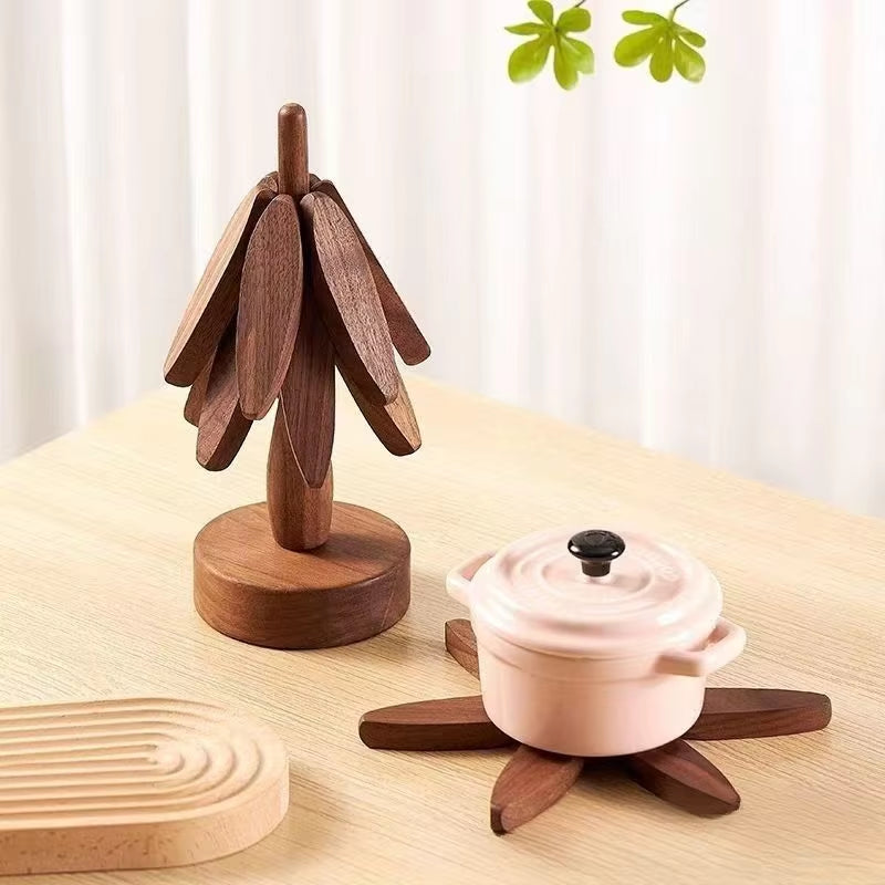 Tree Design Stand Wooden Trivets Decorative anti Scald Heat Resistant Table Mat Coaster Wood Placemats Pot