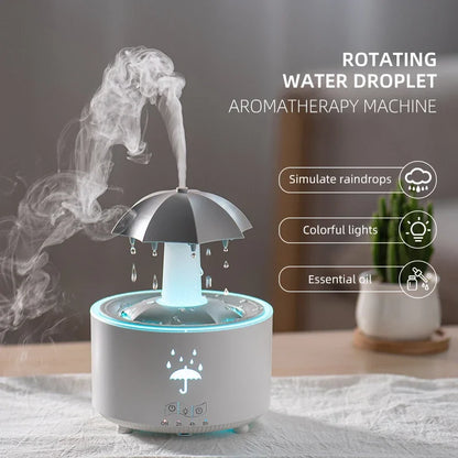 Creative Umbrella Water Drop Humidifier with Colorful Lighting and Aroma Diffusion for Enhanced Atmosphere