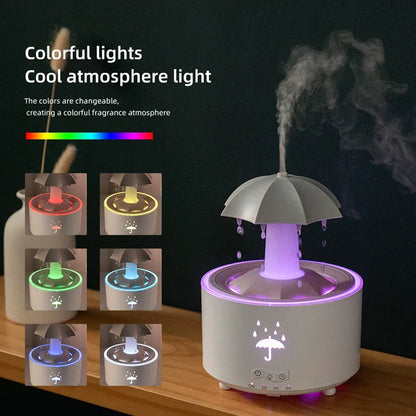 Creative Umbrella Water Drop Humidifier with Colorful Lighting and Aroma Diffusion for Enhanced Atmosphere