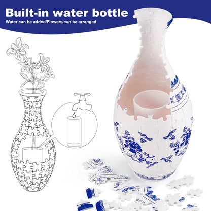 3D Blue & White Porcelain Design Puzzle Vase