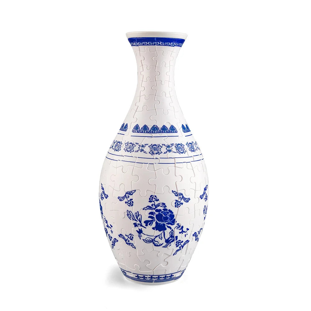 3D Blue & White Porcelain Design Puzzle Vase