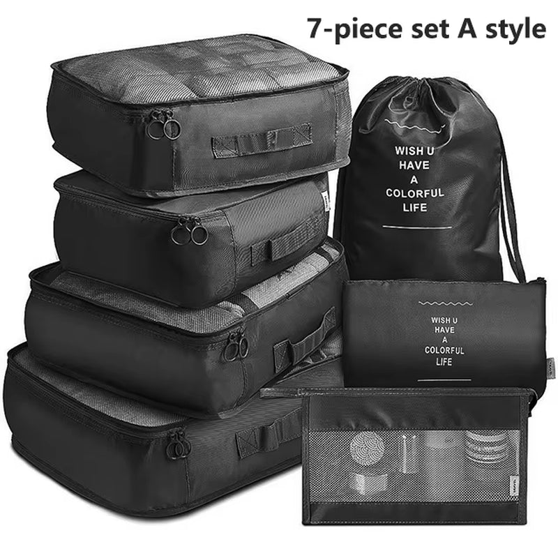  7-Piece Travel Organizer Set - Packing Cubes & Pouch