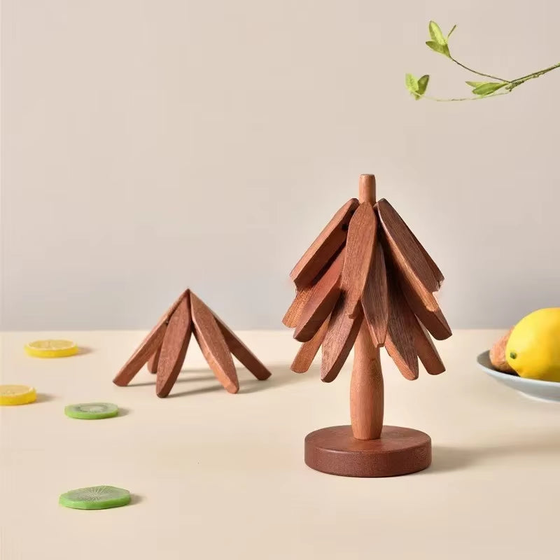 Tree Design Stand Wooden Trivets Decorative anti Scald Heat Resistant Table Mat Coaster Wood Placemats Pot