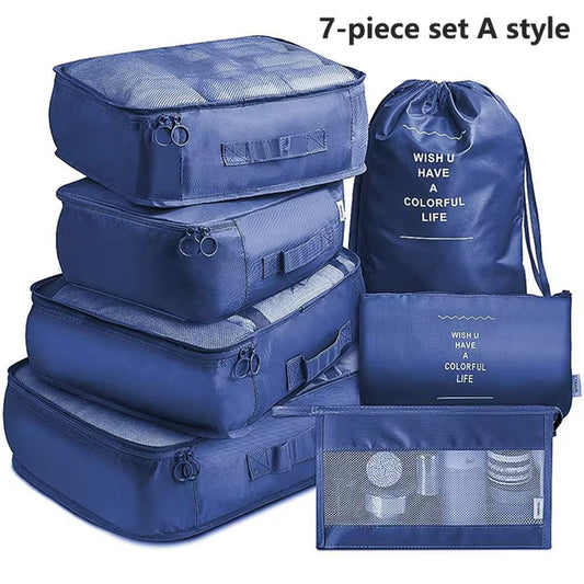  7-Piece Travel Organizer Set - Packing Cubes & Pouch