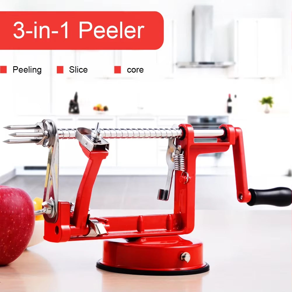 3-in-1 Apple Peeler - Stainless Steel Hand-Cranked Slicer and Corer Tool