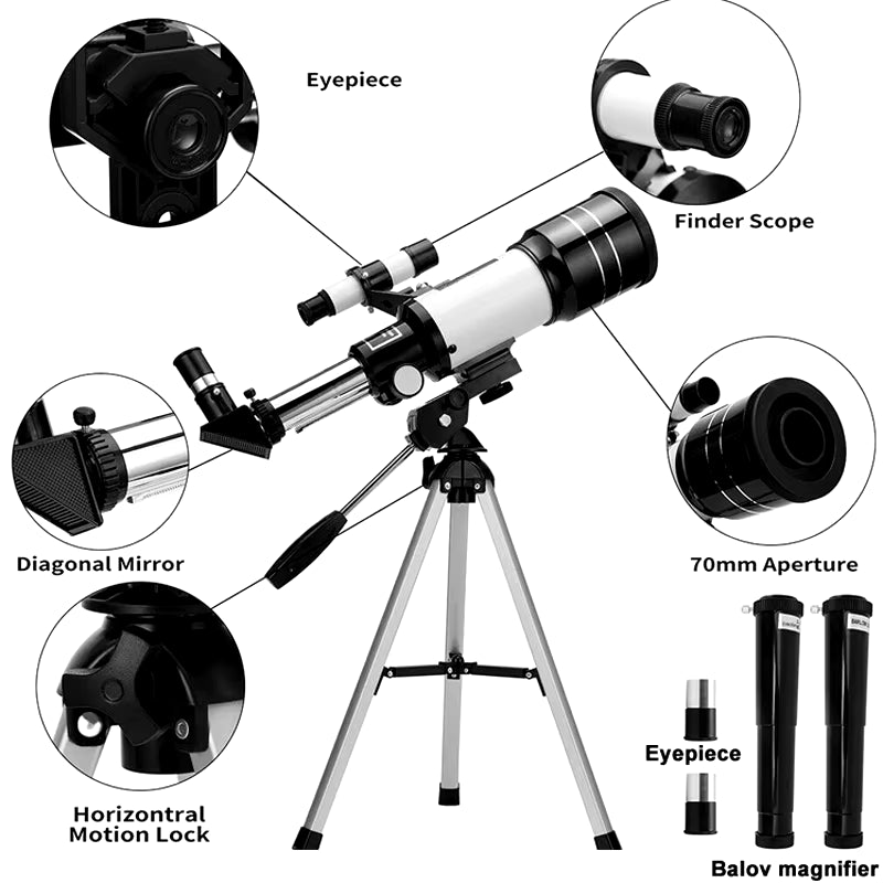 Professional Astronomical Telescope F30070 Monocular 150 Times Zoom HD Night Vision View Moon Star AZM70300 Stargazing