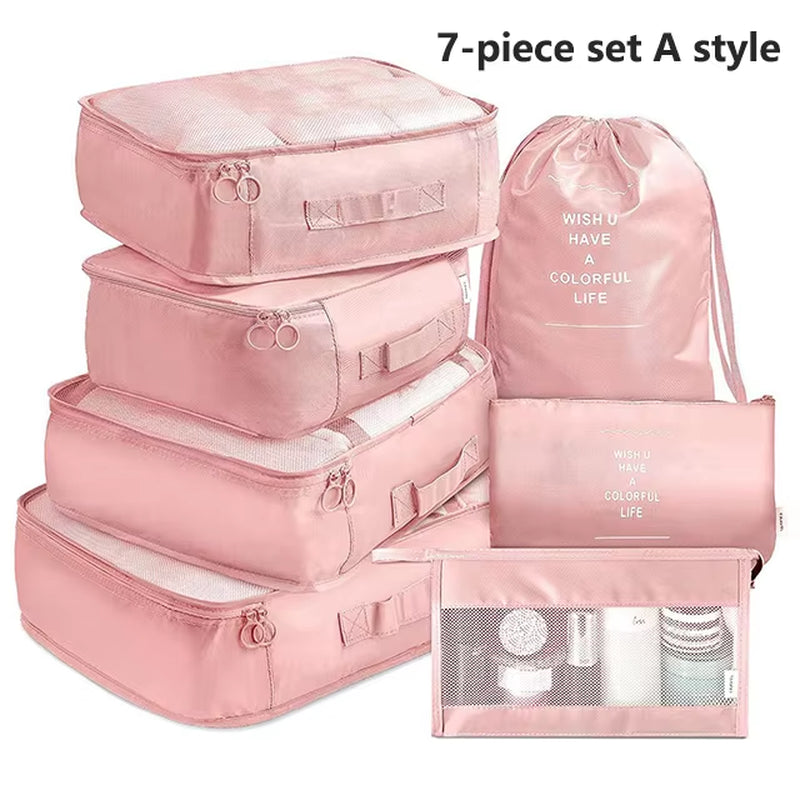  7-Piece Travel Organizer Set - Packing Cubes & Pouch