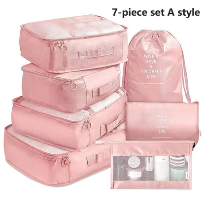  7-Piece Travel Organizer Set - Packing Cubes & Pouch