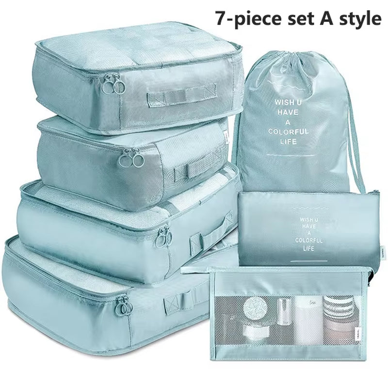  7-Piece Travel Organizer Set - Packing Cubes & Pouch