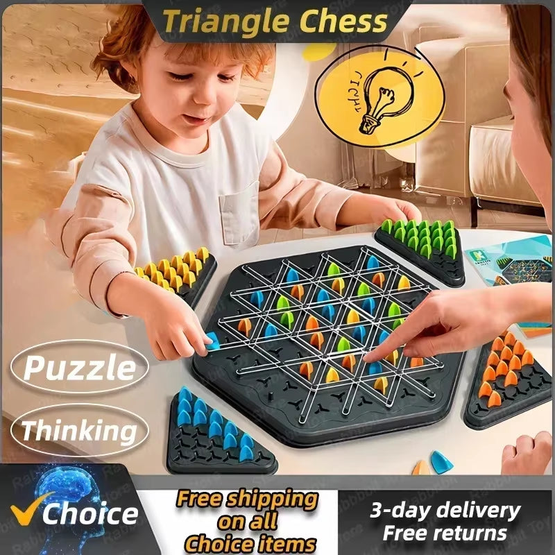 New Geometry Chain Chess Puzzle Triangle Chess Desktop Game Rubber Band Training Family Interaction Exercise Thinking Toys Gifts